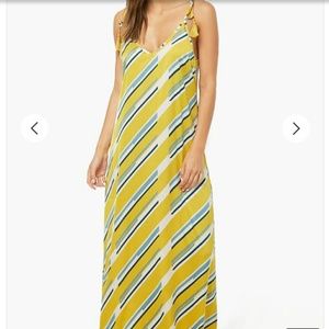 Satin Geo Strip Maxi Dress
